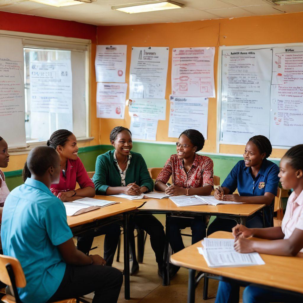 A vibrant classroom setting showcasing a diverse group of Kenyan adults engaged in an enlightening discussion about sexual health and education. Include visual aids like infographics and charts on the walls to emphasize key topics. The room should radiate a sense of empowerment and open dialogue, with warm natural light streaming in. Capture a mix of emotions: curiosity, interest, and confidence. super-realistic. vibrant colors. warm lighting.